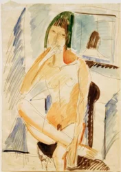 Seated Nude in Blue Armchair